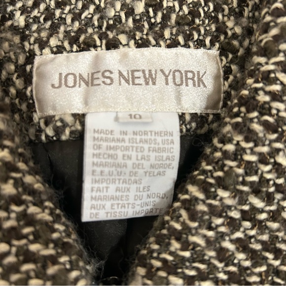 Jones New York Vintage Shades Of Brown Wool Silk Tweed Zip Up Blazer, Size 10 - Picture 10 of 10